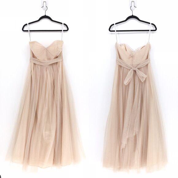 BHLDN Jenny Yoo Women 12 Annabelle Dress Ivory Nude Convertible Strapless Tulle - Picture 1 of 8